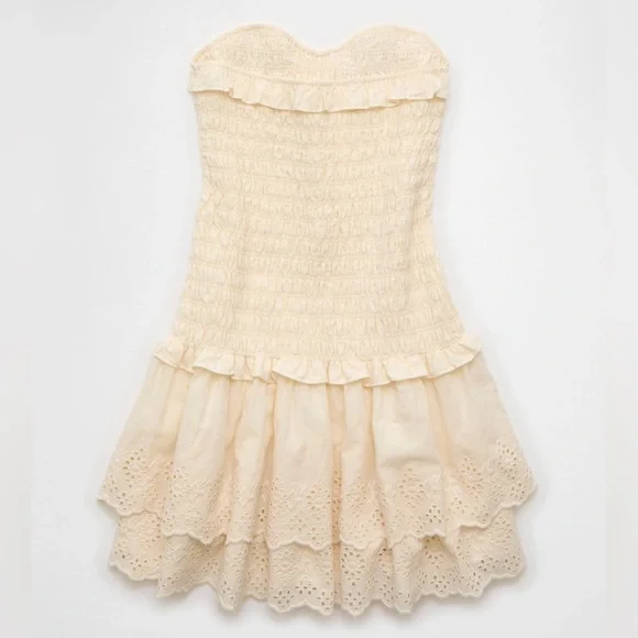 American Eagle Strapless Smocked Mini Ruffle Dress - Picture 4 of 5